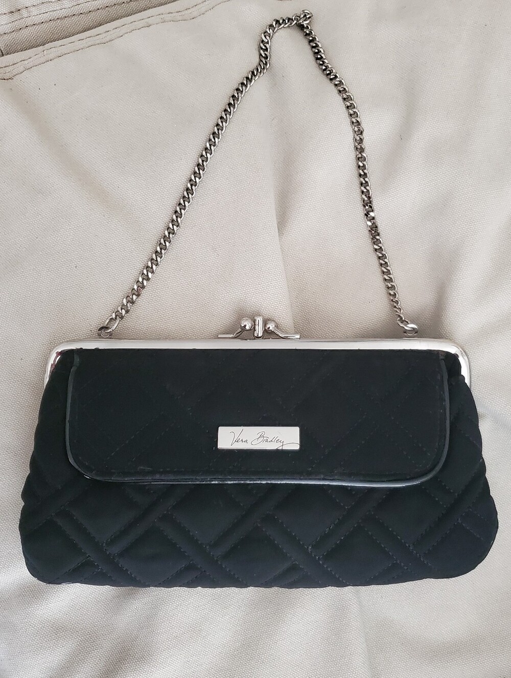 Vera Bradley Black Quilted Chain-Handle Clutch
